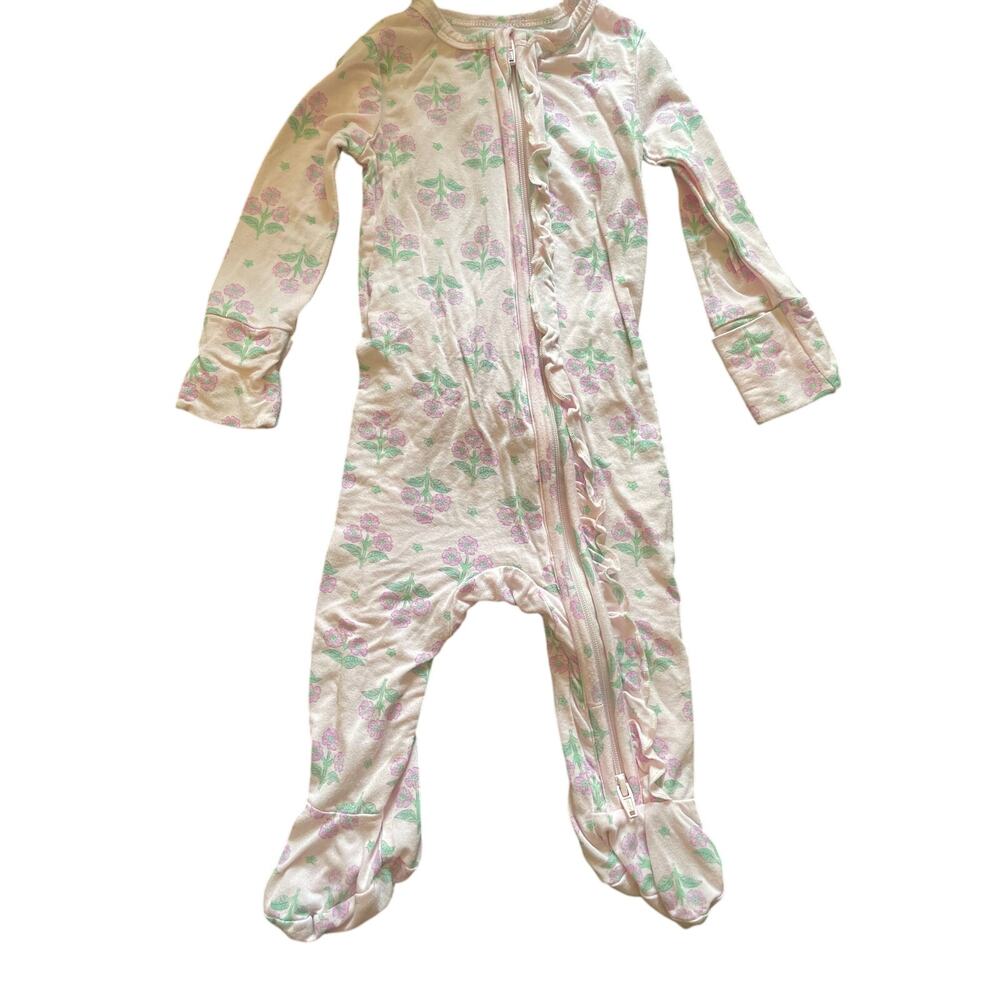 BTWEEN BABY Pink Floral Bamboo Baby Footie Pajama Sleeper Size 3 MONTHS